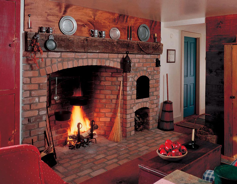Red Brick Indoor Fireplace